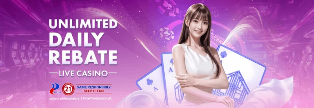 This is the promotional image for Unlimited Daily Rebate – Live Casino.
