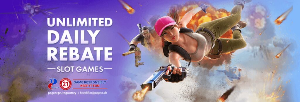 This is the promotional image for Unlimited Daily Rebate – Slot Games.