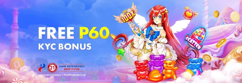 This is the promotional image for the Free P60 KYC Bonus.